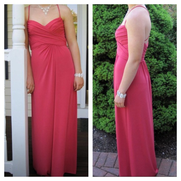 Dark pink formal dress.
