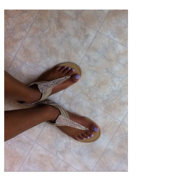 Nude Sequined Sandals