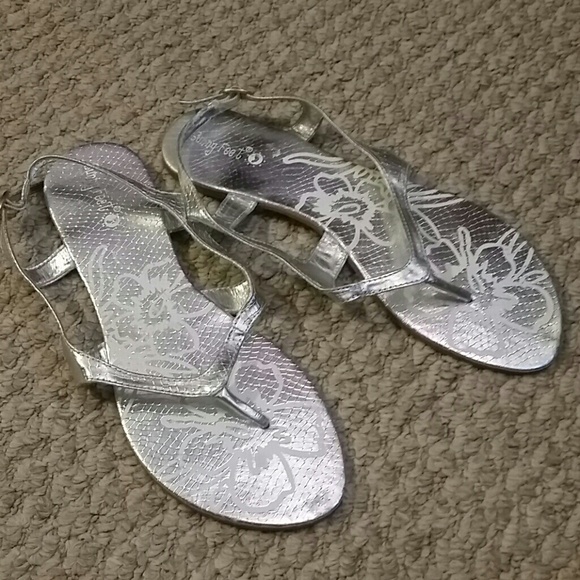 Silver faux snake sandal