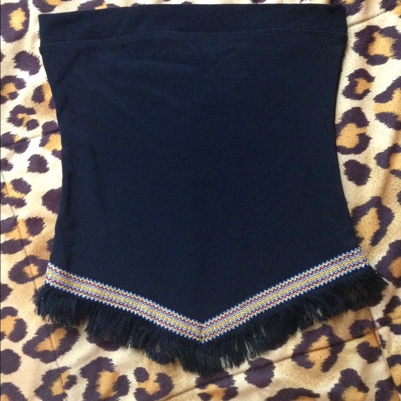 Strapless festival fringe crop top
