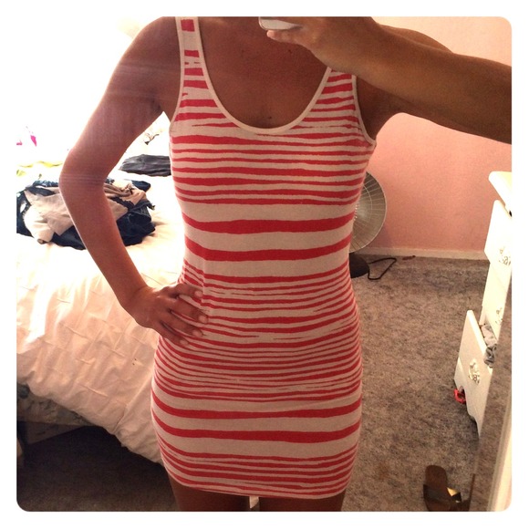 Red and white striped billabong dress size S