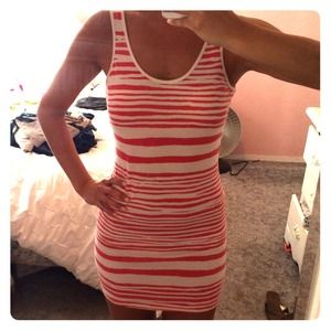 Red and white striped billabong dress size S