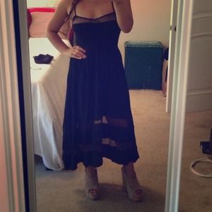 Black long lace dress