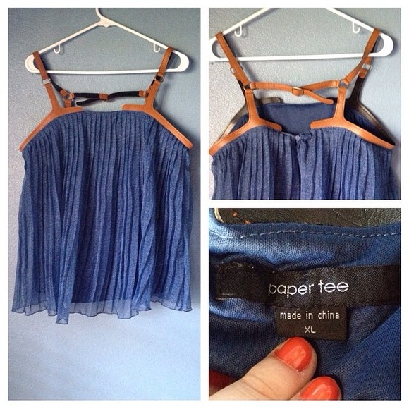 Reserved for kendykane: Faux Leather/Chambray Tank