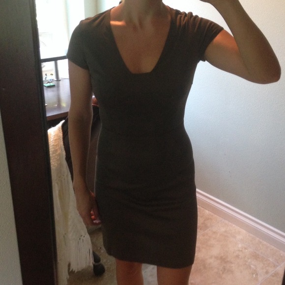 Olive green Banana Republic dress &Jcrew linen top