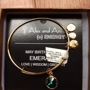 Alex and ani gold Emerald bracelet