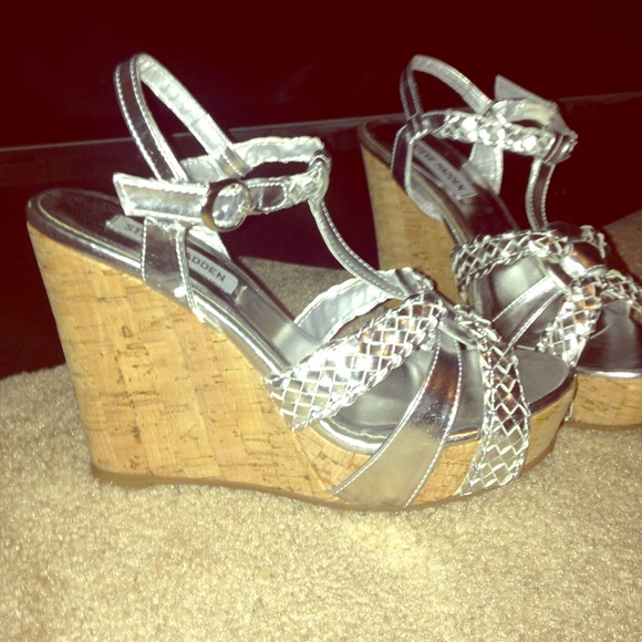 Steve Madden silver wedges.