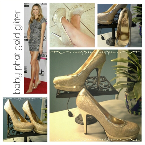 Baby Phat gold glitter heels