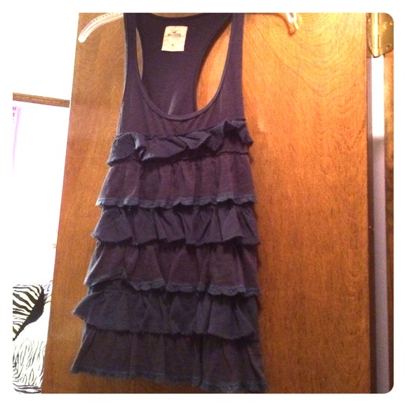 Hollister navy blue ruffle tank top