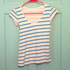 Teal and White Striped Zara Shirt