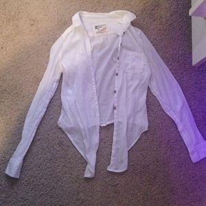 White button up that ties In the front