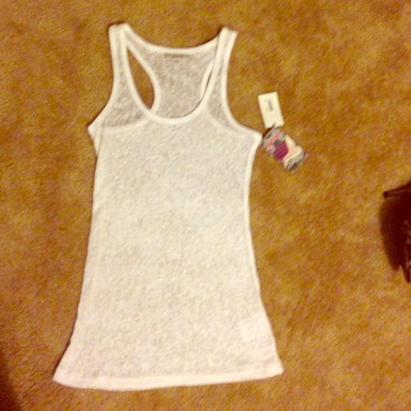 Sheer white tank top.