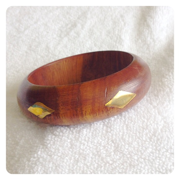 ⬇️REDUCED⬇️ Wooden Bangle with Gold Trim