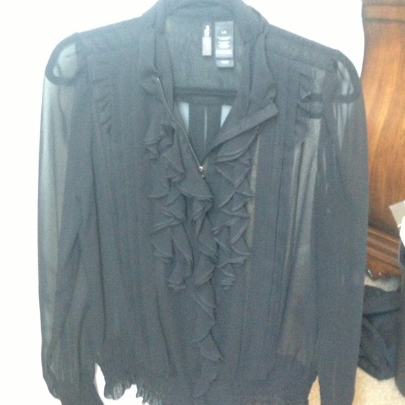 Black Sheer Ruffled top