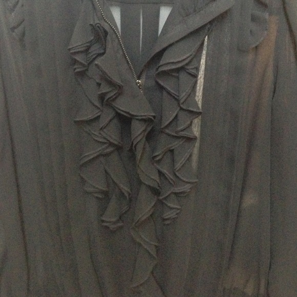 Black Sheer Ruffled top - Picture 2 of 3