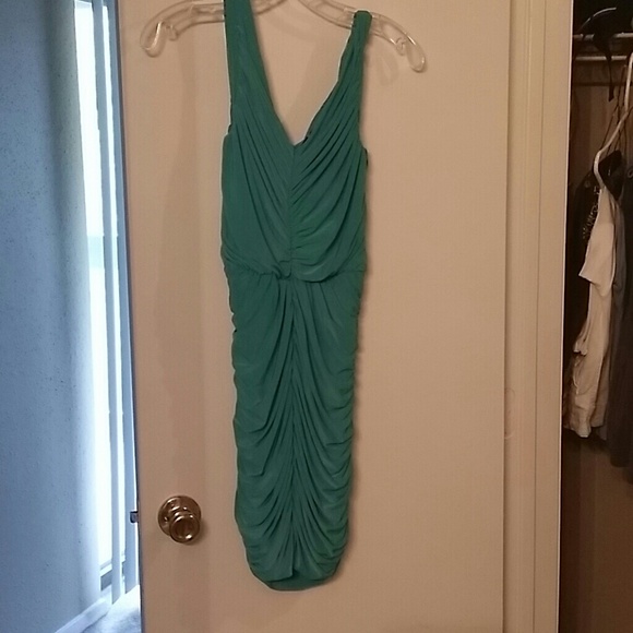 Teal silk dress