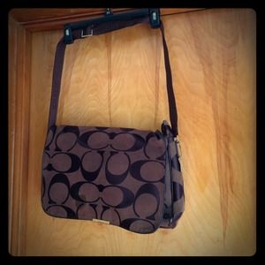 Coach inspired dark brown messenger bag