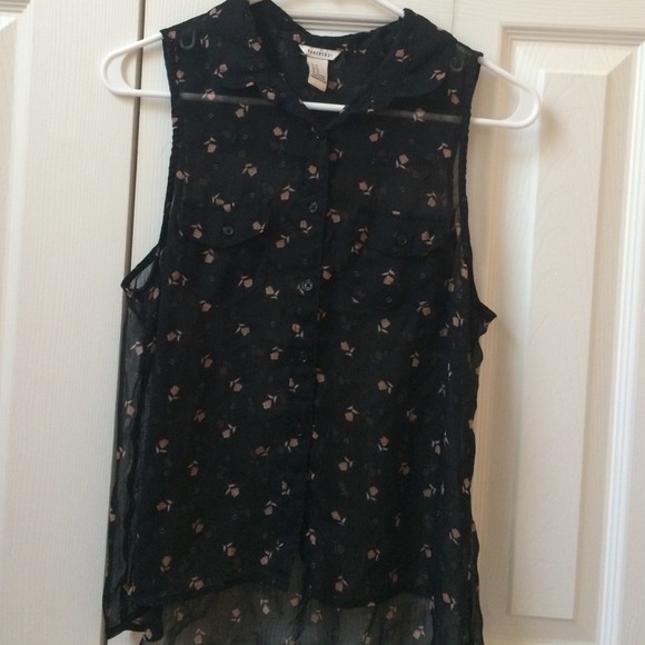 SOLD Forever 21 Black sheer Collered shirt