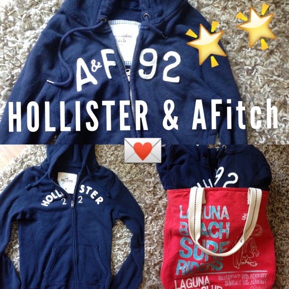 HOLLISTER & ABERCROMBIE FITCH CLASSIC NAVY ZIP UPS