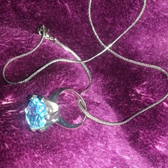 Blue crystal ring necklace