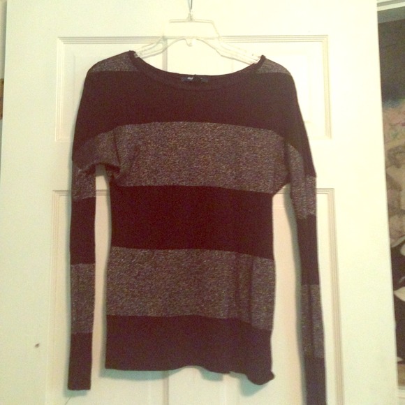 grey and black sparkly stripes long sleeve