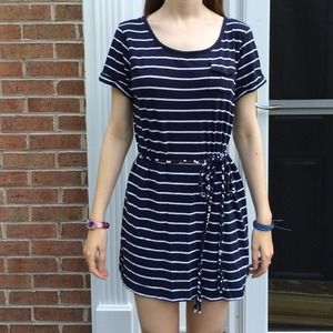 ❌SOLD! Navy and White Striped T-shirt Dress