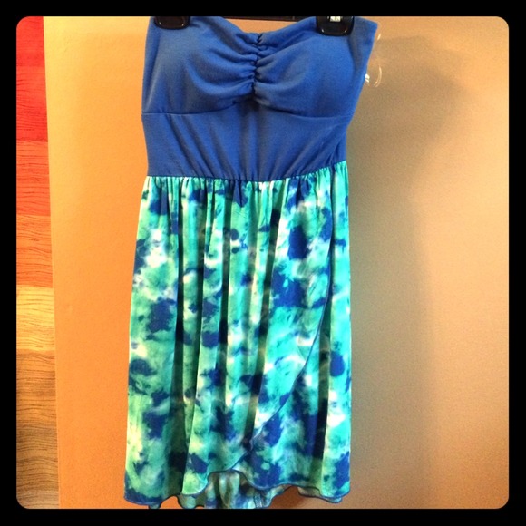 Blue and turquoise tie die dress