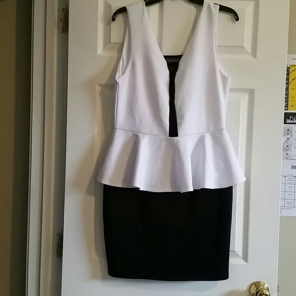 Black and White Peplum Dress