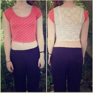 Red polka dot crop top