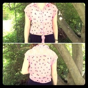 Pink short sleeve blouse