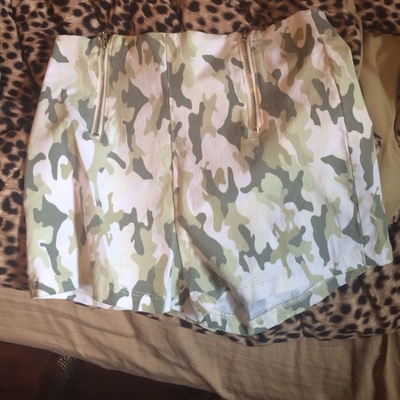 Camo, stretchy shorts.