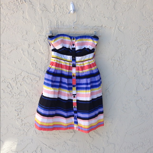 Colorful stripped, strapless dress. - Picture 1 of 1