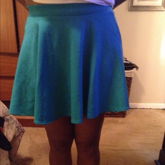 Blue flared mini skirt