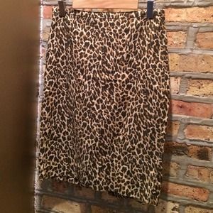 JCrew Leopard Pencil Skirt
