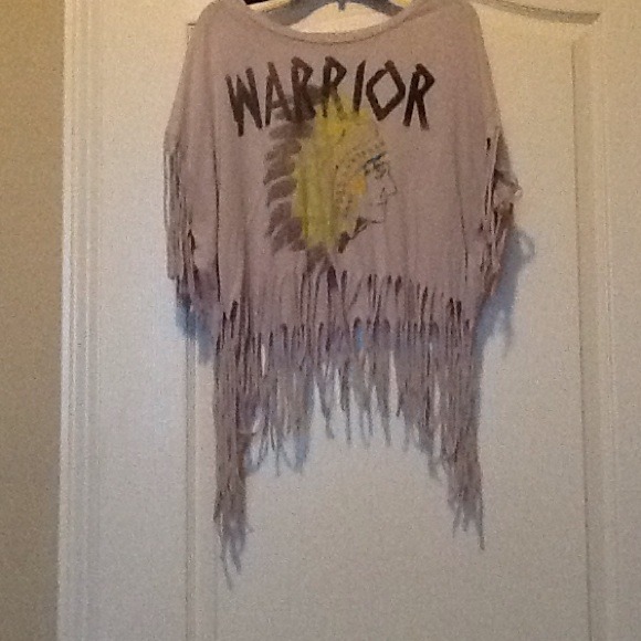 Grey fringed shirt from forever21