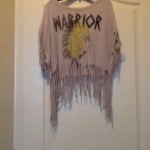 Grey fringed shirt from forever21