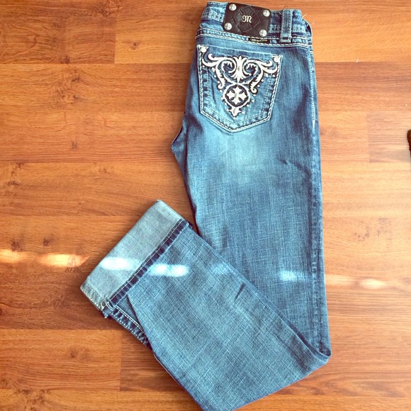 Miss Me's light wash, boot cut.