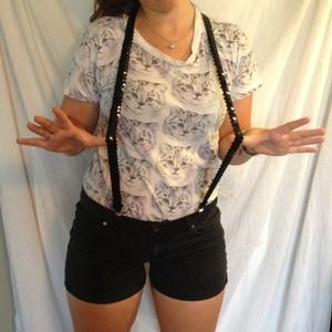 Black sequin suspenders.