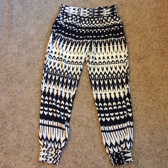 Pants - New Aztec Print Pants Black&Ivory