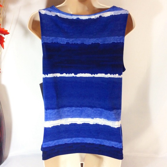 Blue Drape Neck Cowl Tank Top - Picture 3 of 4