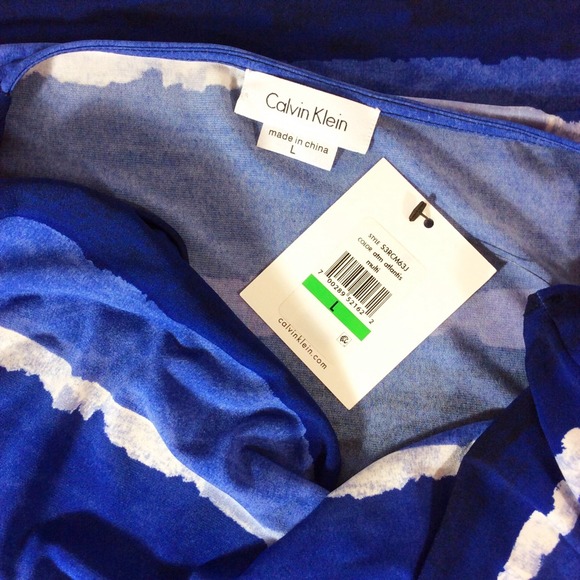 Blue Drape Neck Cowl Tank Top - Picture 4 of 4