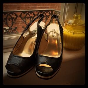 Michael Kors black and cork wedges