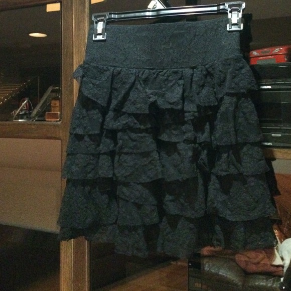 Black lacy mini skirt
