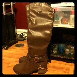 Brown knee high boots