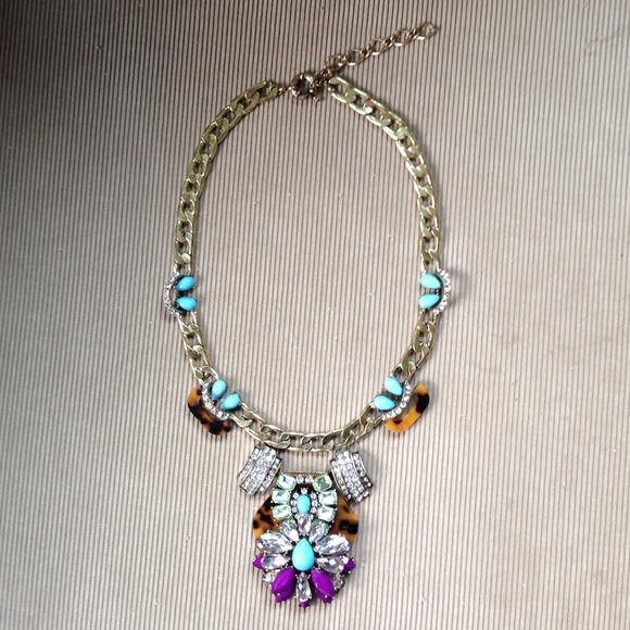 Gold Tortoise Shell Crystal Statement Necklace