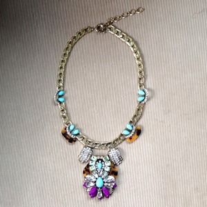 Gold Tortoise Shell Crystal Statement Necklace