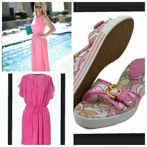 Pink Coach wedge sandals