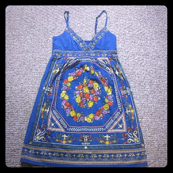Blue Adjustable Spaghetti Strap Sundress.  Medium.