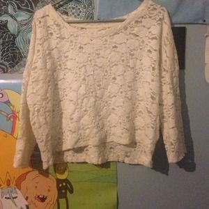 Cream Lacey crop shirt