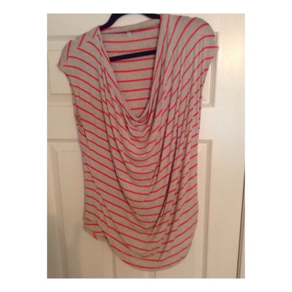 Orange and beige striped knit top